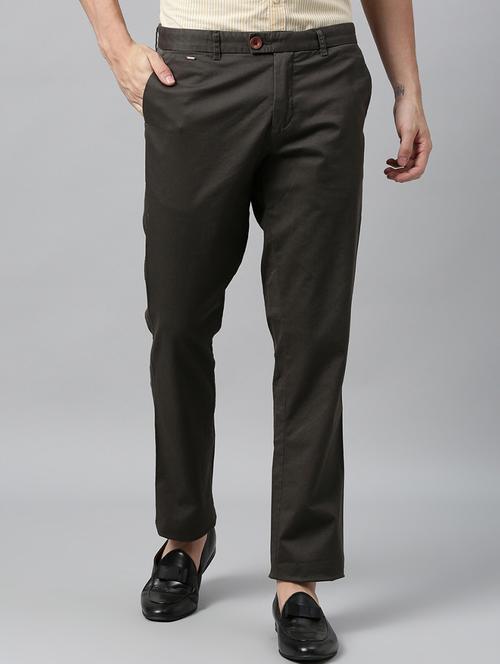 brown solid chinos casual trouser - 17571221 - Very Small Image - 1