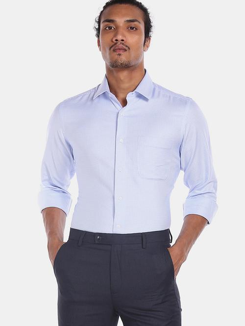 light blue self design formal shirt - 17571602 - Very Small Image - 1