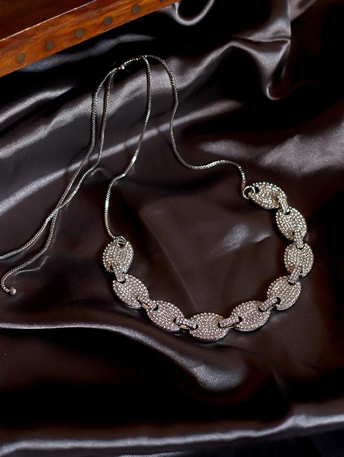 silver metal choker necklace - 17572068 - Very Small Image - 1