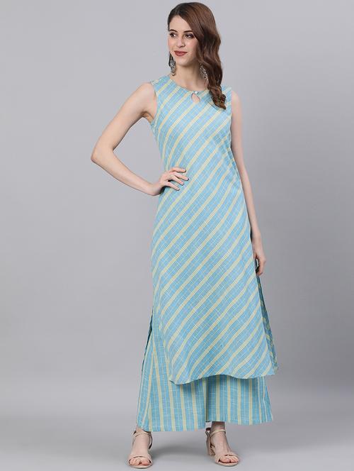 striped kurta palazzo set - 17572283 - Very Small Image - 1