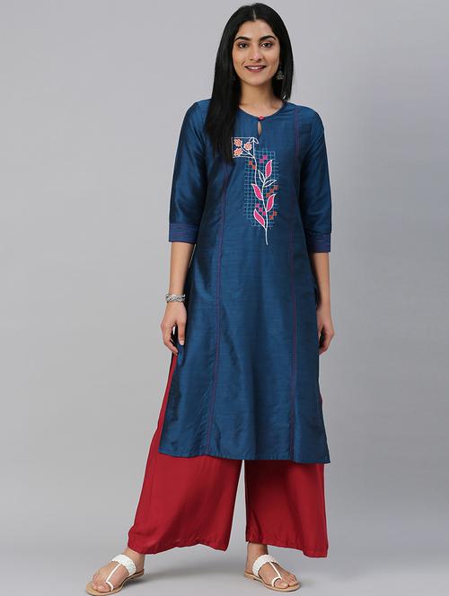 embroidered straight kurta - 17572327 - Very Small Image - 1