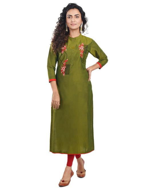 embroidered straight kurta - 17572655 - Very Small Image - 1