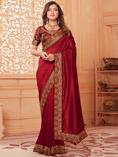 lace bordered embroidered saree - 17572975 - Very Small Image - 1