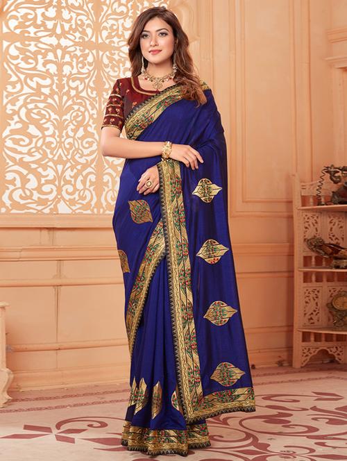solid bordered saree - 17573017 - Very Small Image - 1