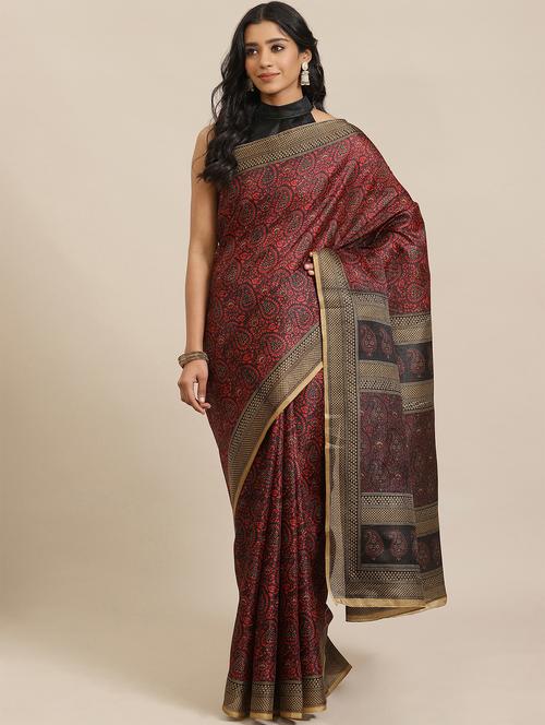 paisley printed saree with blouse - 17573058 - Very Small Image - 1