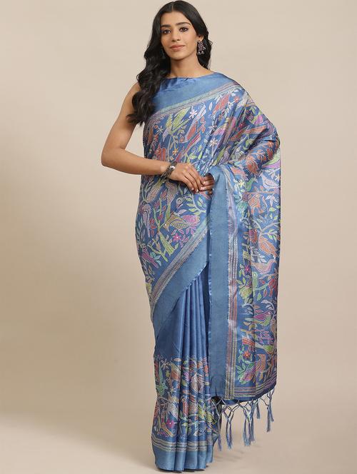 conversational printed saree with blouse - 17573120 - Very Small Image - 1