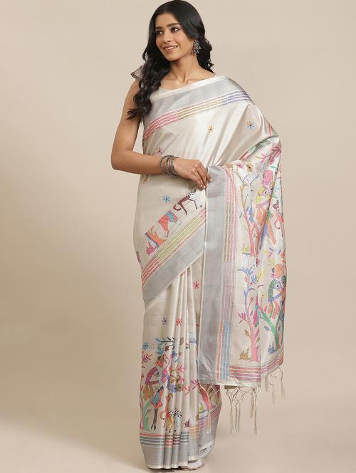 conversational printed saree with blouse - 17573131 - Very Small Image - 1