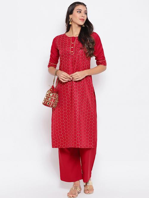 printed kurta palazzo set - 17573729 - Very Small Image - 1
