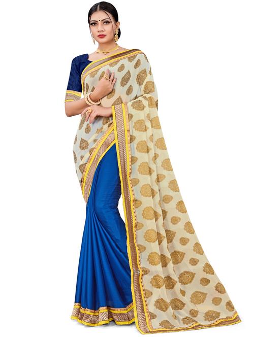 half & half woven saree - 17574094 - Very Small Image - 1