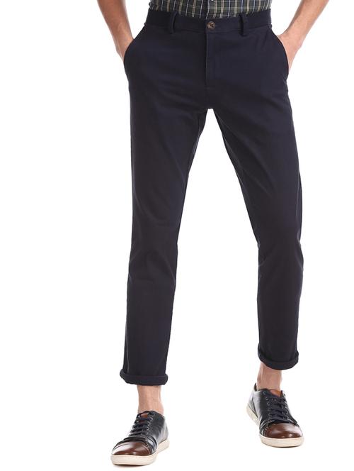 navy blue solid chinos  - 17574584 - Very Small Image - 1