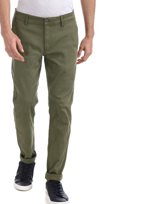 olive green solid chinos  - 17574643 - Very Small Image - 1