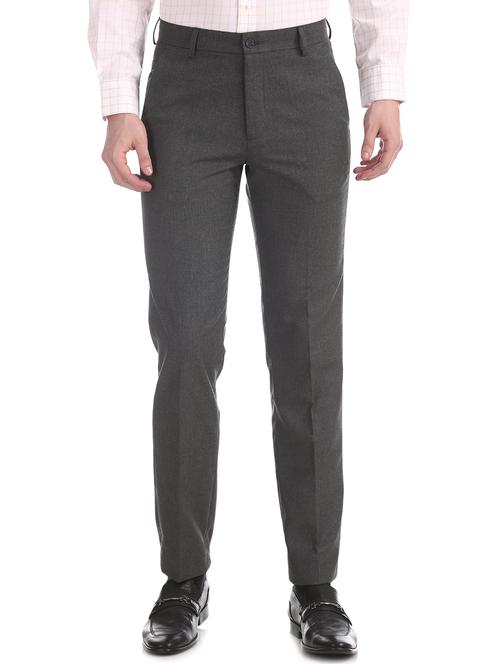black solid flat front formal trouser - 17574673 - Very Small Image - 1