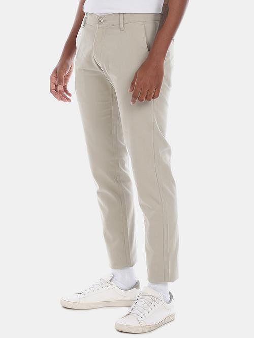 taupe solid chinos casual trouser - 17574897 - Very Small Image - 1
