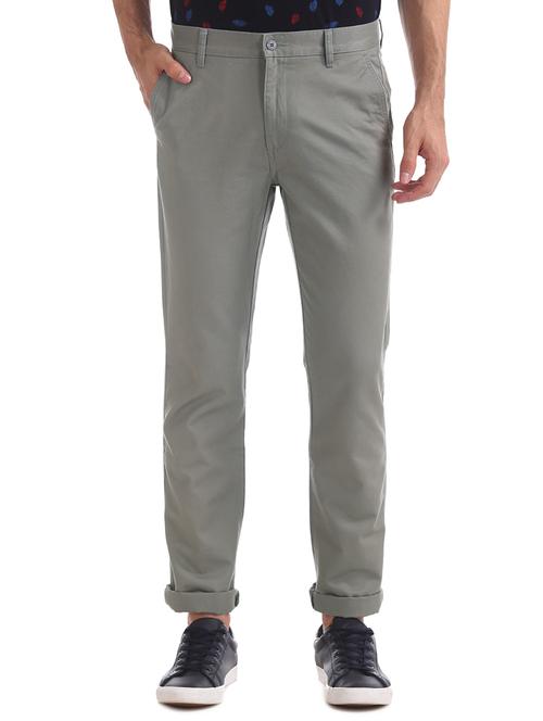 grey solid chinos casual trouser - 17574983 - Very Small Image - 1
