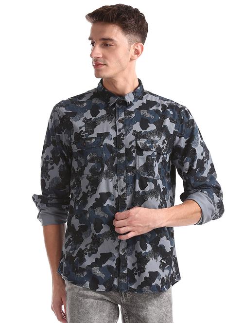 black camouflage print casual shirt  - 17575253 - Very Small Image - 1