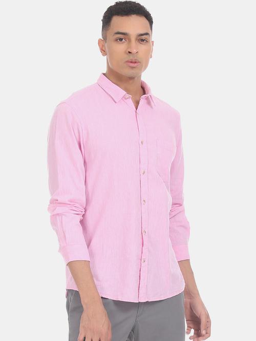 pink solid casual shirt - 17575773 - Very Small Image - 1