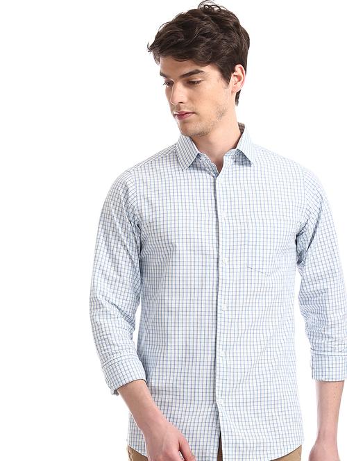 blue checkered formal shirt - 17575776 - Very Small Image - 1