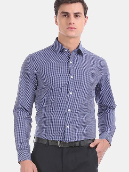 navy blue checkered formal shirt - 17575889 - Very Small Image - 1