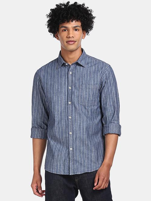 grey striped casual shirt - 17576507 - Very Small Image - 1