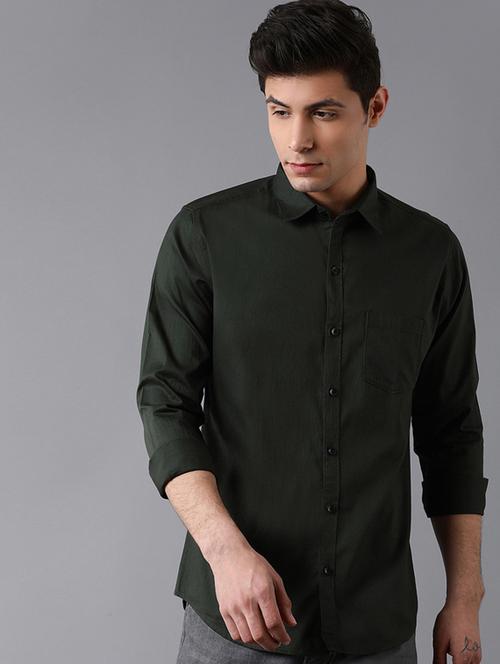 green solid casual shirt - 17578132 - Very Small Image - 1