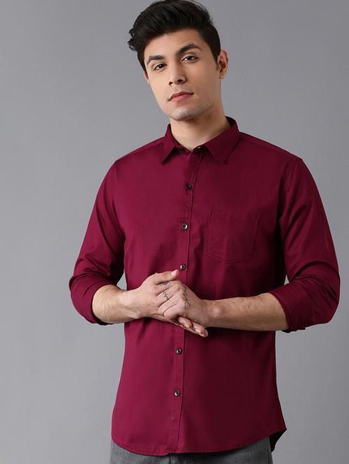 maroon solid casual shirt - 17578145 - Very Small Image - 1