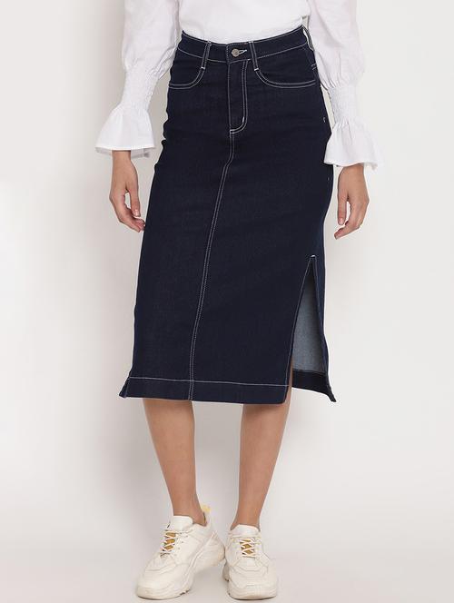 high rise denim skirt - 17579474 - Very Small Image - 1