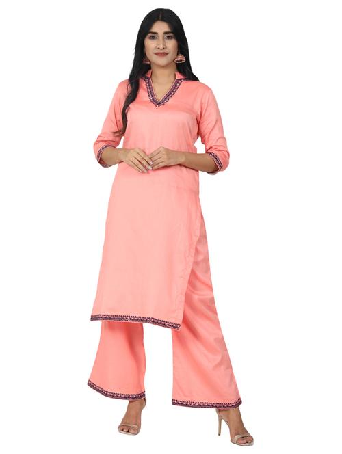 solid kurta palazzo set - 17579582 - Very Small Image - 1