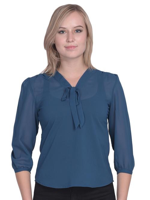 v-neck solid top  - 17579885 - Very Small Image - 1