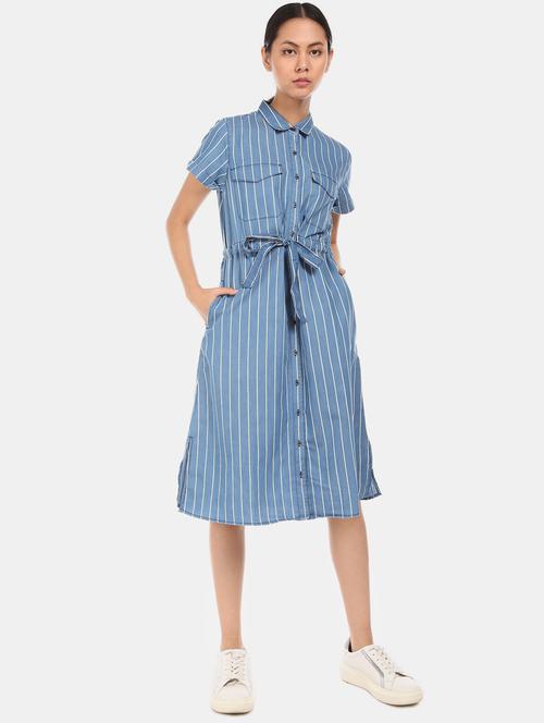 drawstring striped a-line dress - 17580560 - Very Small Image - 1