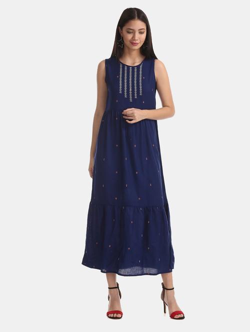 round neck printed a-line dress - 17580756 - Very Small Image - 1