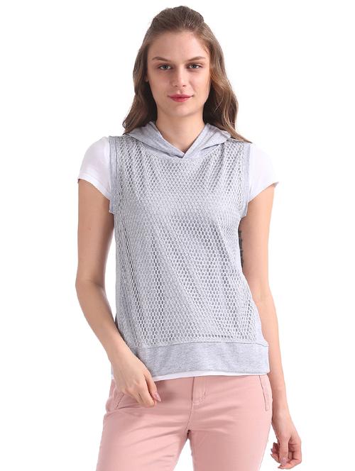 hooded neck mesh sweatshirt - 17581001 - Very Small Image - 1