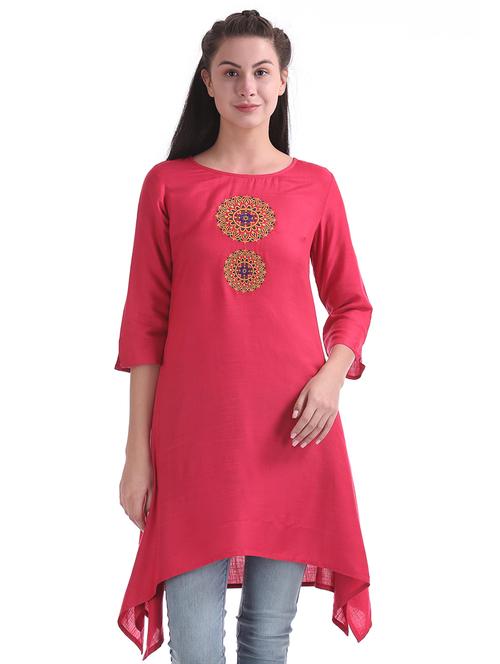 embroidered detail asymmetric  tunic - 17581165 - Very Small Image - 1