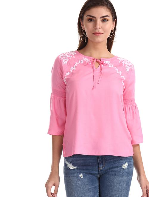 tie up neck bell sleeves top  - 17581638 - Very Small Image - 1