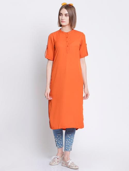 solid straight kurta - 17582078 - Very Small Image - 1