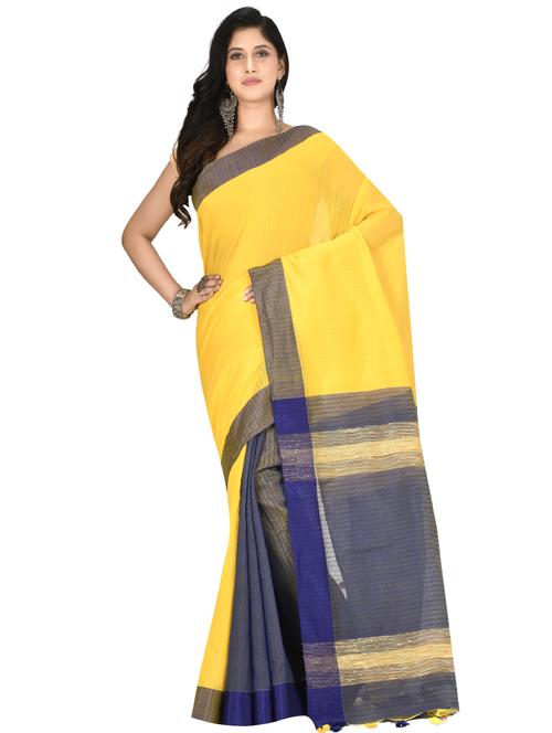striped tant saree with blouse - 17582865 - Very Small Image - 1