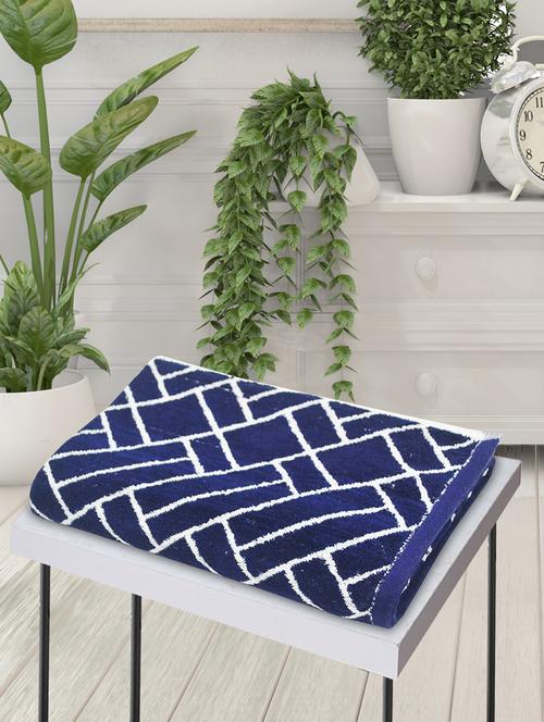 bianca mercerized combed cotton bumpy-stripes towels -1pc bath towel (sonoma) solid-navy blue - 17583562 - Very Small Image - 1