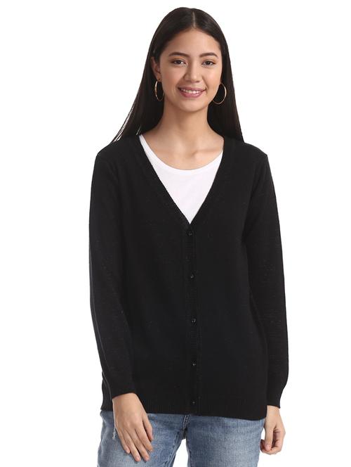 black cotton wool blend cardigan - 17584524 - Very Small Image - 1