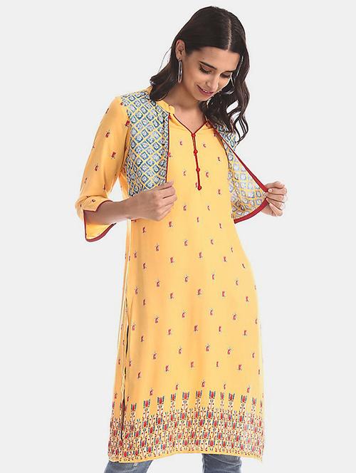 printed straight kurta - 17584673 - Very Small Image - 1