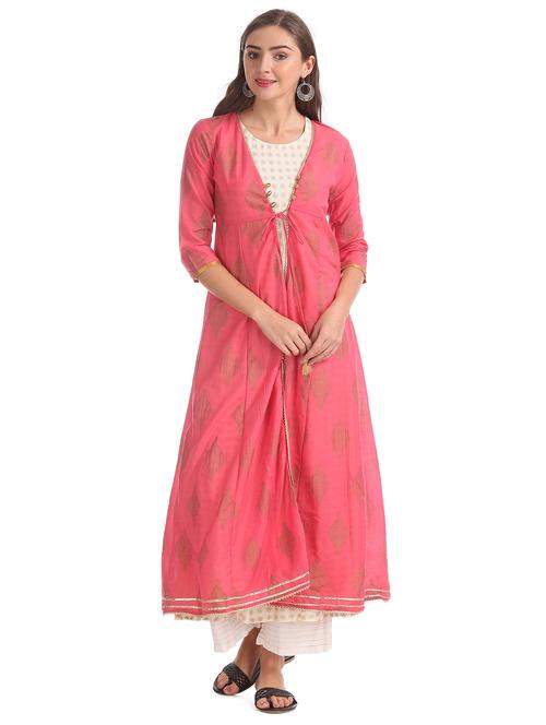 printed kurta with jacket  - 17584703 - Very Small Image - 1