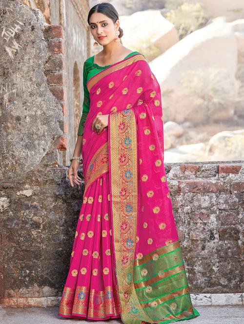 women's self design pink colored saree - 17585269 - Very Small Image - 1