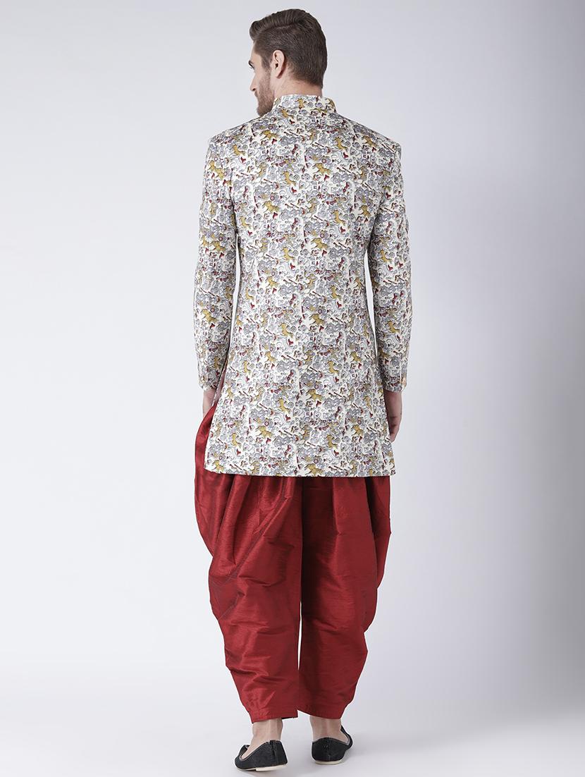 off white printed sherwani set - 17585906 - Standard Image - 2