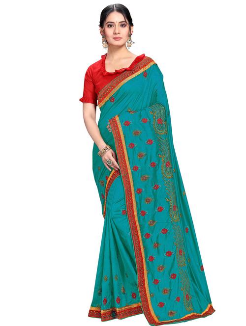 lace bordered woven saree with blouse - 17586017 - Very Small Image - 1