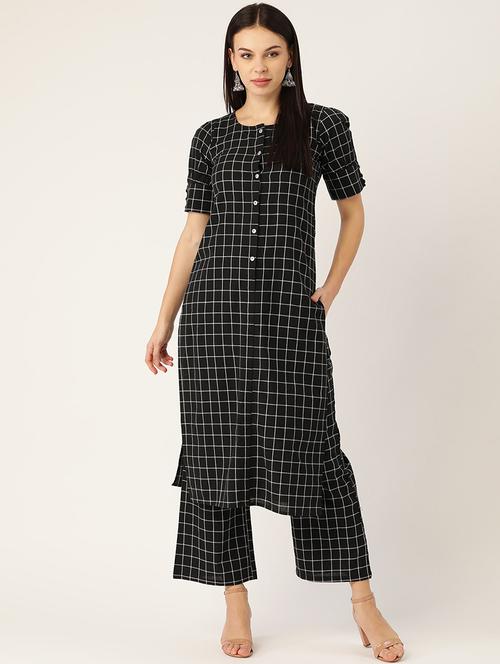 black cotton kurta palazzo  set - 17586849 - Very Small Image - 1