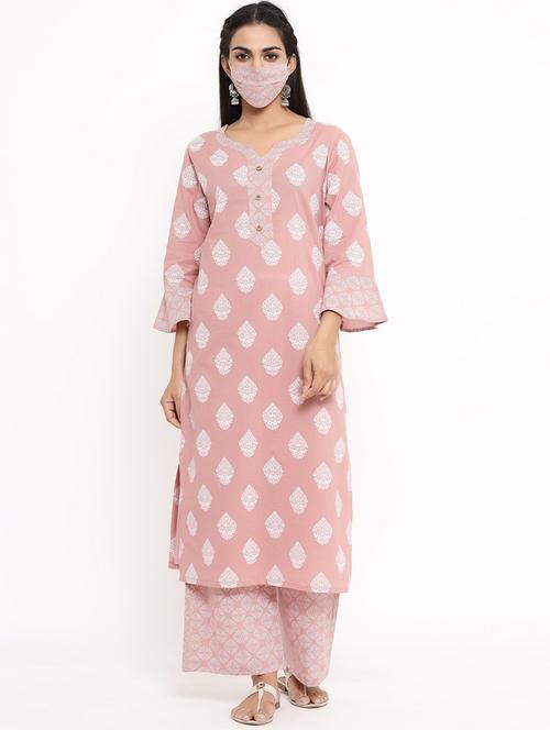 pink cotton kurta palazzo  set - 17587066 - Very Small Image - 1