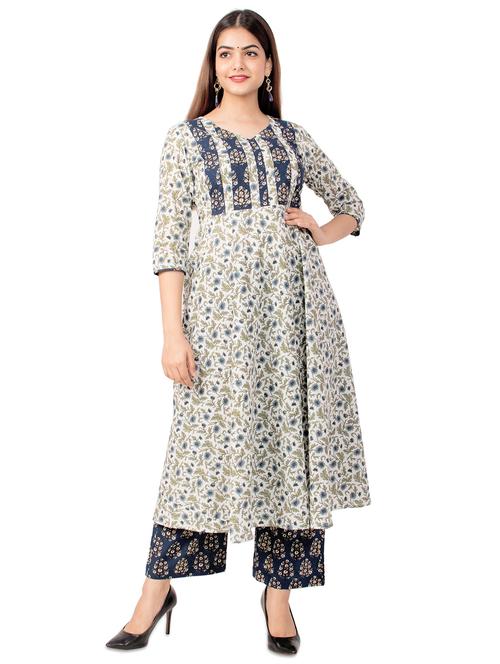 blue cotton kurta palazzo  set - 17587091 - Very Small Image - 1