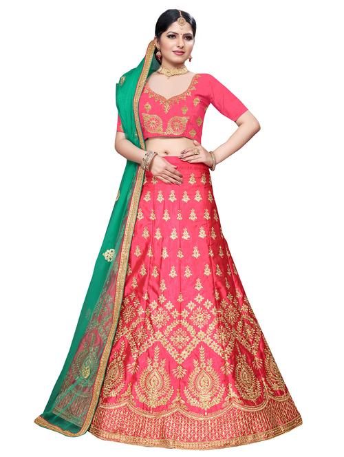 embroidered a-line lehenga - 17590208 - Very Small Image - 1