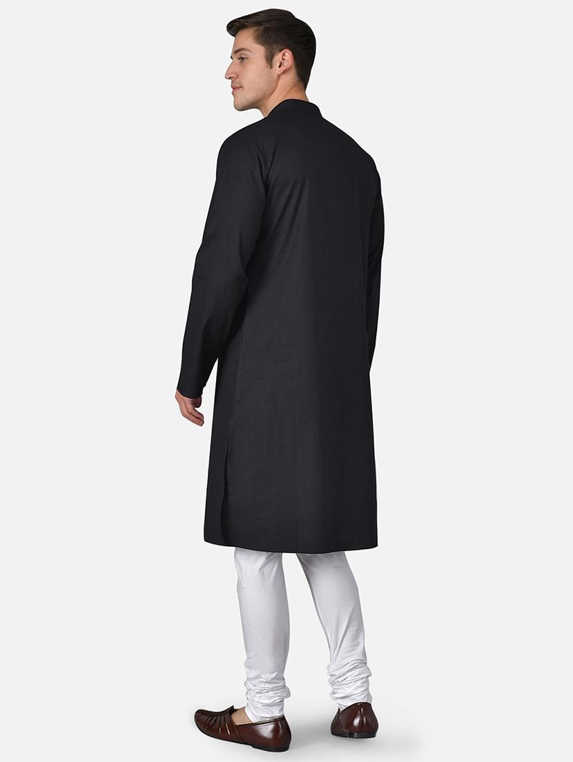 black solid long kurta - 17590254 - Standard Image - 2