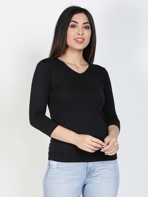 v neck solid tee  - 17590333 - Very Small Image - 1