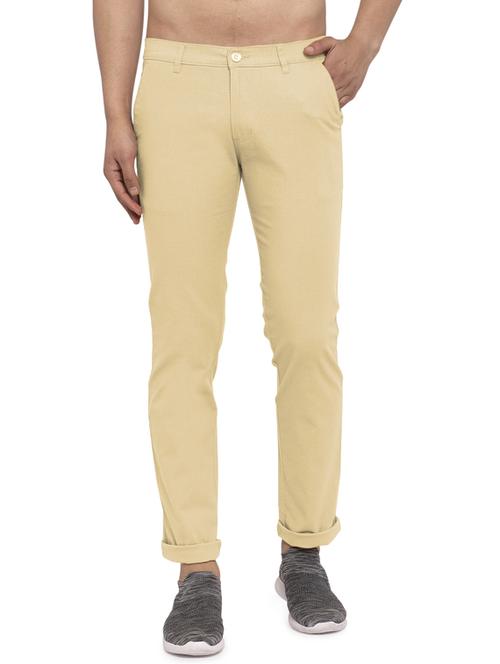 beige solid chinos - 17591073 - Very Small Image - 1