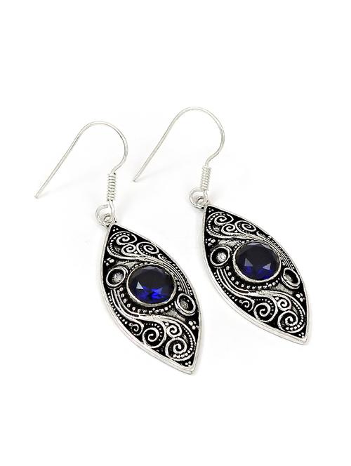 blue silver plated drop earring - 17591290 - Very Small Image - 1